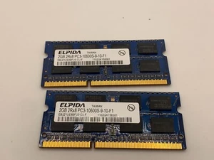 ELPIDA 4GB (2X 2GB) 2Rx8 PC3-10600S Laptop RAM Memory EBJ21UE8BFU0-DJ-F TESTED - Picture 1 of 1