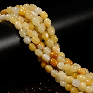 Natural Yellow Jade Pebble Nugget Beads Size 8x10mm 15.5'' Strand - Picture 1 of 2