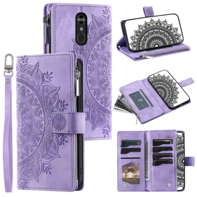 For LG Stylus 4 Q710MS Case Datura Leather Zipper Card Slots Flip Wallet Pocket - Image 1 of 4