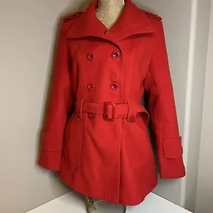Max Mara Wool Coat Size 6 Belted Double Breasted Red Jacket Small - Picture 1 of 13