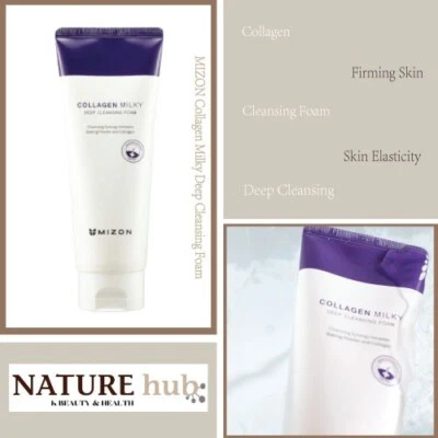 Espuma limpiadora profunda lechosa de colágeno MIZON 150 ml / 5,29 fl. oz. Foto 1 de 4