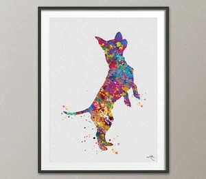 Chihuahua Hund Aquarelldruck Spieler Poster Geschenk Haustier Hund Liebe Welpe Freund-1508 - Bild 1 von 5
