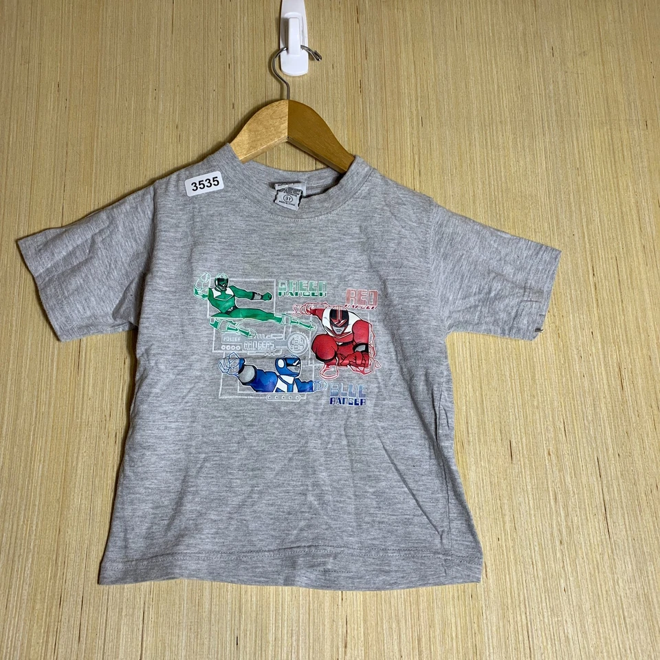 VTG Power Rangers Shirt Youth 3T Grey Short Sleeve Boy's Graphic Print Y2K - Image 1 of 4