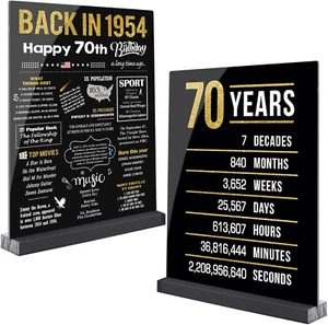 70Th Birthday Decorations for Men Women, Black Gold Back in 1954 Birthday Party - Picture 1 of 12