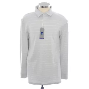 Southern Tide T3 Heather Seagull Grey Long Sleeve Striped Polo Shirt Mens XXL - Afbeelding 1 van 12