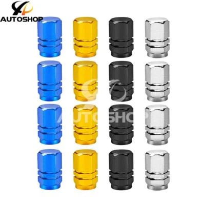 4x Tapas de válvula de neumático de coche de aluminio Cubierta de vástago de válvula de neumático Tapa de llanta de rueda de polvo de aire Foto 1 de 4