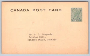 UX52b, George V, 1c, 1930s Postcard To B. G. Langmuir, Niagara Falls, Ontario - Picture 1 of 2