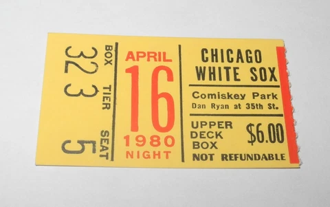 1980 Baseball Chicago White Sox vs NY Yankees Ticket 4/16 Harold Baines Rookie Cover