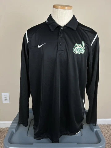 Nike Dri Fit UNC Charlotte 49ers Black Long Sleeve Polo Shirt Men’s Size L Cover