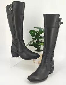Born Crown Womens Knee High Black Leather Boots Size 7M US - Picture 1 of 17