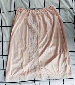 Vintage pink skirt lace satin women - Picture 1 of 3