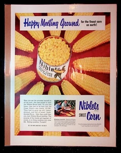 1950s Niblets Sweet Corn Canned Fresh Off The Cob Photo Art Vintage Print Ad - Picture 1 of 1