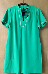 Tommy Hilfiger Women's Green White Knee Length Short Sleeves Summer Dress 14 NWT - Picture 1 of 4