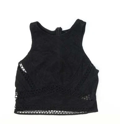 Topshop Womens Black Polyester Blend Tank Size 8 - Lace Det - Image 1 of 4