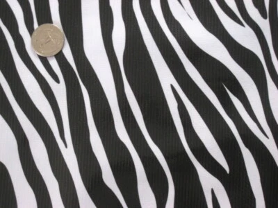 BLACK ZEBRA VINYL OILCLOTH TABLECLOTHS DINING KITCHEN PATIO 6 SIZE 48x48-108 - Image 1 of 2