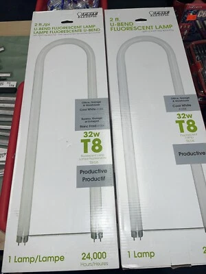 2 Feit Electric F32T8/841/U6 32W 4100K T8 U-Bend Fluorescent Bulb  NEW - Image 1 of 4