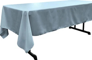 LT BLUE - Polyester Poplin Washable Rectangular Tablecloth, Wrinkle Resistant - Picture 1 of 1