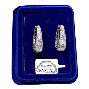 Orecchini Cerchi 28mm Tempestati pl. oro Bianco 18K con Cristalli Zirconi 4/20 - Foto 1 di 5