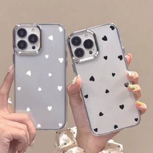 For iPhone 16 Pro Max 15 14 13 12 11 ShockProof Clear Heart Silicone Case Cover - Picture 1 of 18