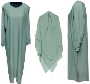 3 Pieces Women Layers Chiffon Khimar Jilbab and Abaya Islamic Muslim Prayer D...