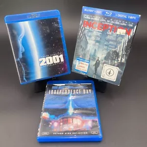 Blu Ray LOT, 3 Movies, Inception, 2001, Independence Day, Will Smith DiCaprio - Foto 1 di 3