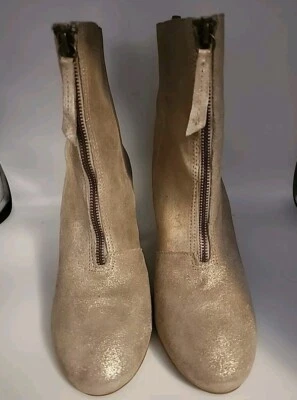 Botín Matisse Cuero Dorado Metálico Mon Cheri Cremallera Trasera Media Pantorrilla 9.5 Foto 1 de 4