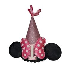 Minnie Mouse 1. Geburtstag Kegelmütze rosa schwarz Schleife Polkadot 9" Bild Requisite 