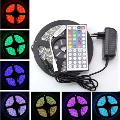 5M 3528 RGB 60Led/m SMD Flexible Light Strip Lamp 44 key IR 12V 2A Power Supply - Image 1 of 2