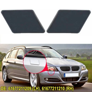 2x Unpainted Headlight Washer Spray Covers Caps For BMW 09-12 LCI E90 E91 #UF - Picture 1 of 8