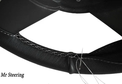 Schwarz Leder Lenkrad Abdeckung Für DAF 95 XF Lastwagen 1997-2005 Weiß Naht - Bild 1 von 4