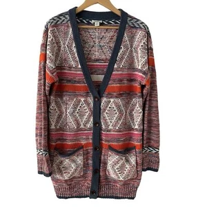 Sundance Womens Multicolor Striped V-Neck Long Sleeve Button Up Cardigan Size M - Picture 1 of 9
