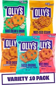 Olly's Pretzel Thins, New Variety Pack, 35g (Pack of 10), x2 Salted, x2 Multi S - Picture 1 of 6