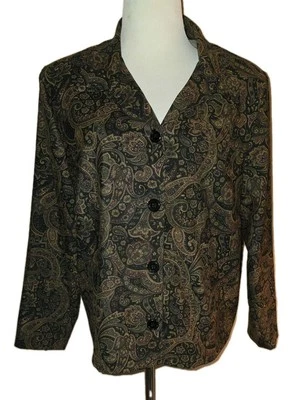 Chaqueta Blazer BRIGGS NEW YORK Negra/Púrpura/Verde/Tostada Paisley Talla 1X Foto 1 de 4
