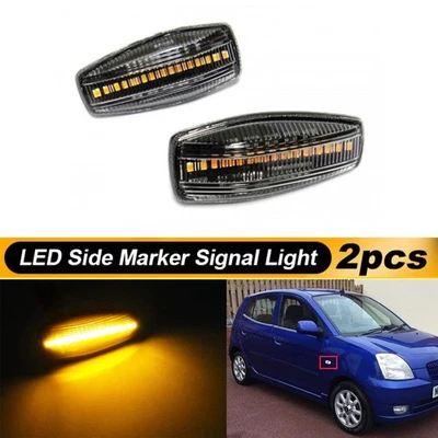 Luces de señalización lateral de señal LED ámbar de lente transparente para Hyundai Tucson Tiburon Sonata Foto 1 de 4