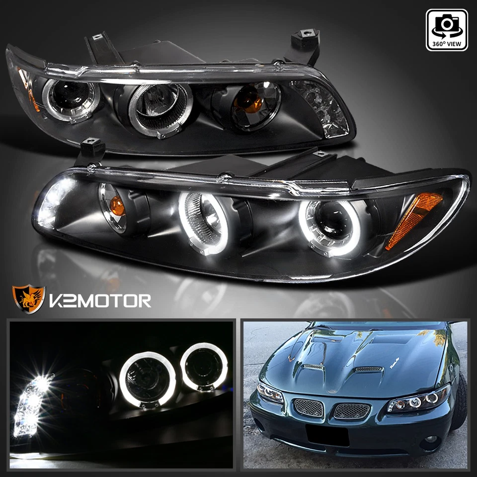 Fits 1997-2003 Pontiac Grand Prix Black LED Halo Projector Headlights Lamps Foto 1 de 4