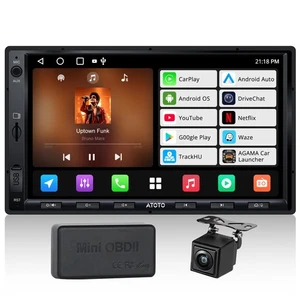 Double Din Car Stereo & Backup Camera with Wireless CarPlay, Android Auto and... - Picture 1 of 9