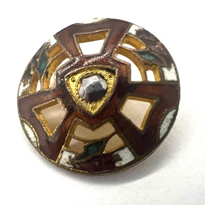 Small antique enamel pierced button w/cut steel~TRIAD~5/8"~C2 - Picture 1 of 3