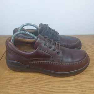 Zapatos Ecco Cómodos Cuero Marrón Zapatos con Cordones Talla UK 8 Sistema de Fibra Usados - Imagen 1 de 15