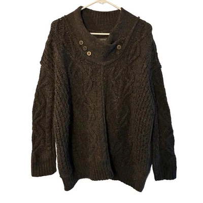 AllSaints Spitalfields Pillan Wool Cable Knit Sweater Women’s Size 10 Charcoal - Image 1 of 4