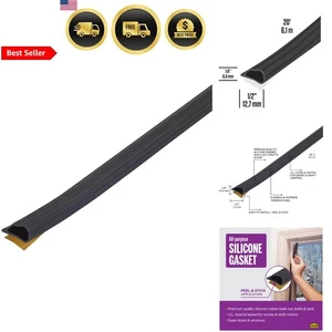 Sealant Gasket for Doors Windows Outdoor Indoor Weatherproof Black 20 ft - Picture 1 of 9