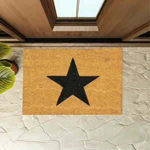 Alfombrilla de puerta de fibra natural resistente estrella negra interior exterior entrada hogar 60 cm - Imagen 1 de 24