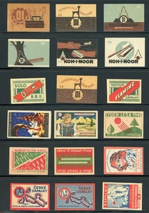VINTAGE MATCHBOX ADVERTISING LABELS LOT OF 18 !! XX24 - Imagen 1 de 1
