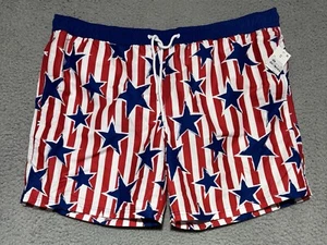 Mad Engine Stars and Stripes Patriotic Swim Trunks Board Shorts Mens XL NEW - Picture 1 of 6