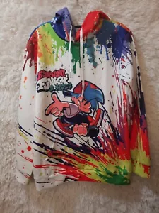 Friday Night Funkin Hoodie Hooded Thin Sweatshirt White Youth Size X-Large XL - Picture 1 of 7