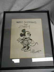 Rob Minkoff Minnie Mouse Hand Sketched & Signed 8.5x11 Framed to Sandy - Picture 1 of 3