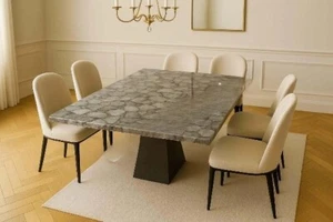 Natural Smoky Quartz Agate Table – Stone Slab Dining Table / Geode Slab Top - Picture 1 of 10