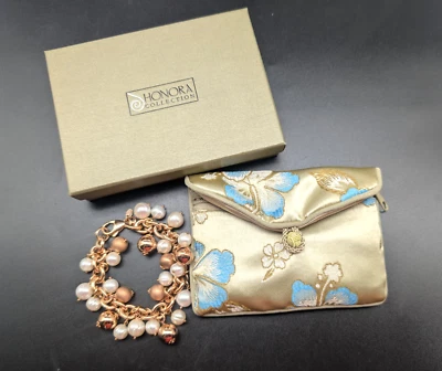 Pulsera HONORA ITALIA Genuina Barroca Perla y Bronce Cuelga Cha-Cha Cuentas IOB Foto 1 de 4