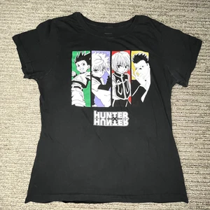 Hunter X Size XL Girls T Shirt Anime Cartoon Quad Panel Short Sleeve Black - Picture 1 of 10