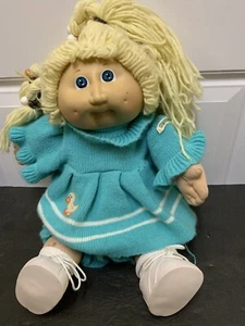 Cabbage Patch Niños Muñeca Niña Cabello Rubio Ojos Azules JUEGO AZUL 1978-1982 - Imagen 1 de 6