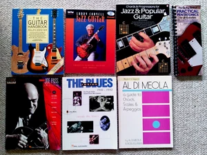Lot of 7 Guitar Lessons Sheet Music Books Jazz, Blues, Chords, Scales, Popular + - Picture 1 of 8